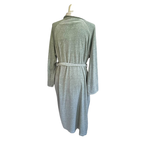 Stan Herman Large Green Robe Velour Belted Full Length Bathrobe Terrycloth - Picture 2 of 7